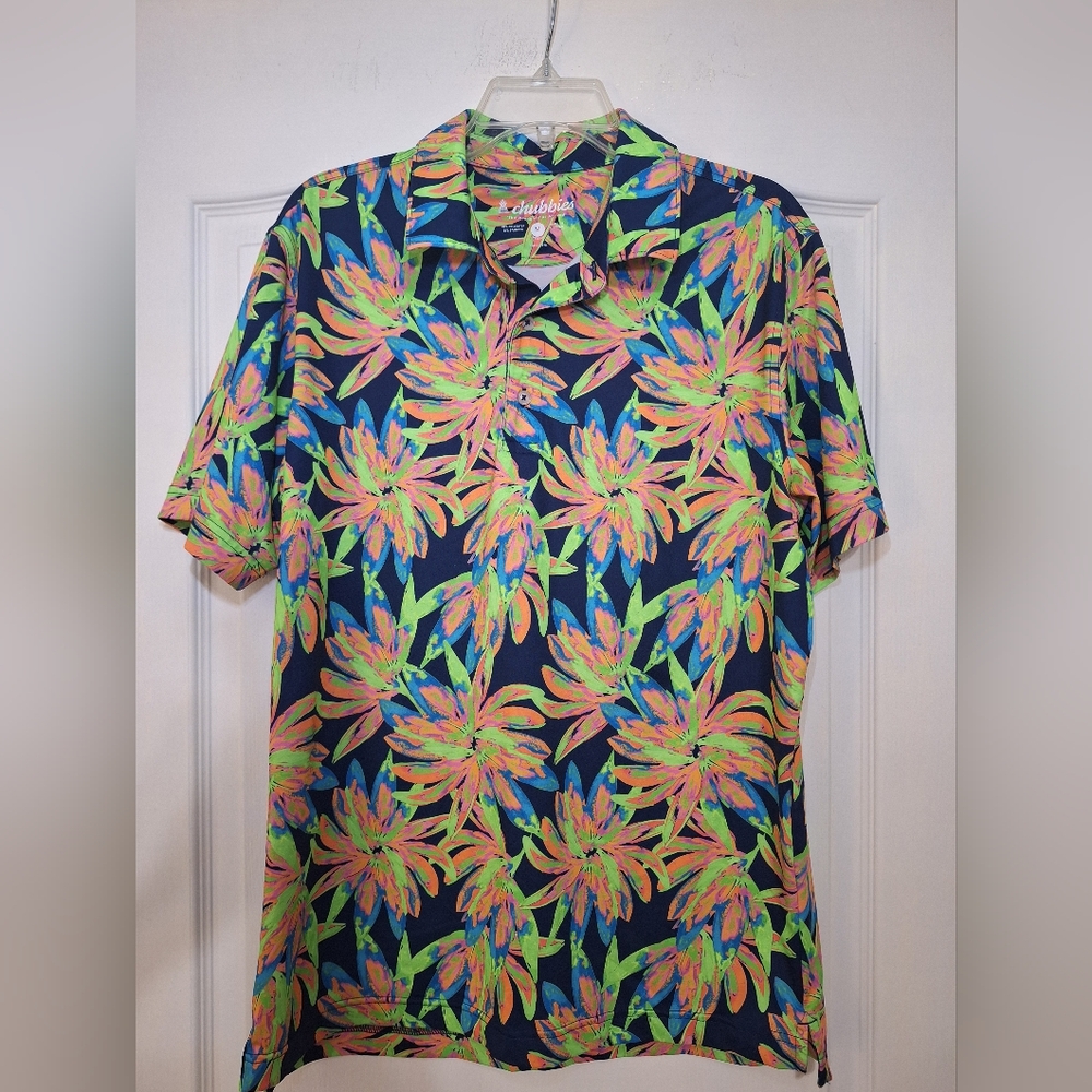 Chubbies The Ocean Flower Performance Polo Mens Size Medium